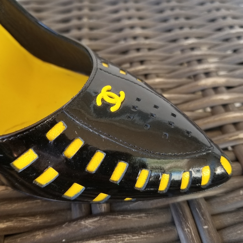 Vintage Chanel patent weaved heels sz 7 - Picture 3 of 11